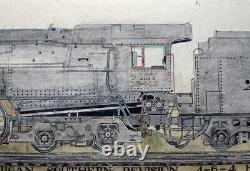Original Hand Tinted Pen and Ink, 1976 New York Central Hudson Locomotive