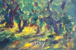 Original oil painting signed on board Trees in Central Park, New York