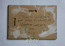 Original oil painting signed on board Trees in Central Park, New York