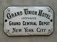Rare! 1875 Grand Union Hotel Central Depot New York City Porcelain Adv Sign Taxi