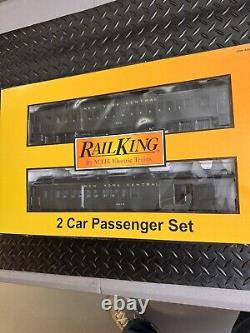 Rail King 2 Pack Lighted Passenger Cars O Gauge New York Central New