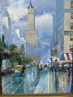 Remington Signed New York Central Park Oil Painting