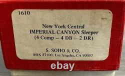 S. Soho & Co. HO Brass #1610 Imperial Canyon Sleeper New York Central NIB