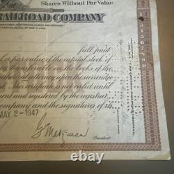 The New York Central Railroad Company Stock 20 Shares Cert. 1947 George Schick
