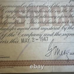 The New York Central Railroad Company Stock 20 Shares Cert. 1947 George Schick