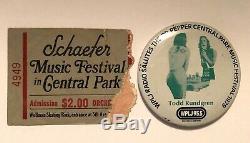 VINTAGE 1970sTODD RUNDGRENCENTRAL PARK, NYT-SHIRT CONCERT TICKET STUBBUTTON