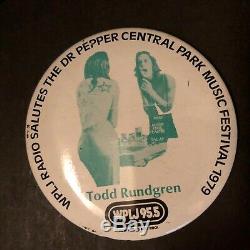 VINTAGE 1970sTODD RUNDGRENCENTRAL PARK, NYT-SHIRT CONCERT TICKET STUBBUTTON