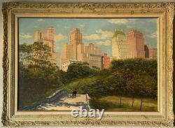 V Tagliarino Vintage Cityscape Landscape Oil Painting New York Central Park 1955