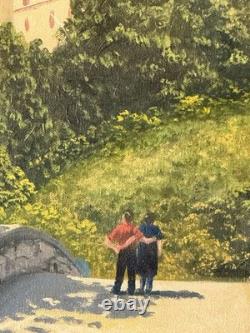 V Tagliarino Vintage Cityscape Landscape Oil Painting New York Central Park 1955