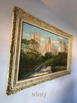 V Tagliarino Vintage Cityscape Landscape Oil Painting New York Central Park 1955