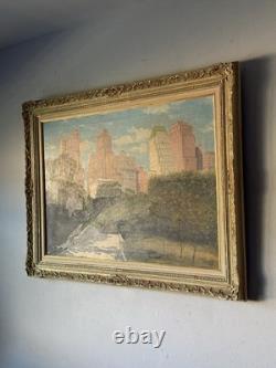 V Tagliarino Vintage Cityscape Landscape Oil Painting New York Central Park 1955