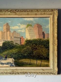 V Tagliarino Vintage Cityscape Landscape Oil Painting New York Central Park 1955