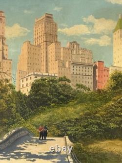 V Tagliarino Vintage Cityscape Landscape Oil Painting New York Central Park 1955