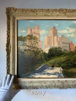V Tagliarino Vintage Cityscape Landscape Oil Painting New York Central Park 1955