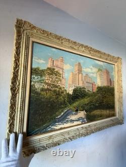 V Tagliarino Vintage Cityscape Landscape Oil Painting New York Central Park 1955