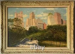 V Tagliarino Vintage Cityscape Landscape Oil Painting New York Central Park 1955