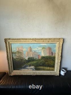 V Tagliarino Vintage Cityscape Landscape Oil Painting New York Central Park 1955