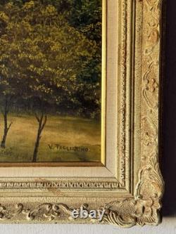 V Tagliarino Vintage Cityscape Landscape Oil Painting New York Central Park 1955