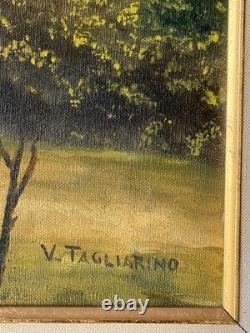 V Tagliarino Vintage Cityscape Landscape Oil Painting New York Central Park 1955