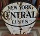 Vintage New York Central Lines Railroad Sign Two Sided Porcelain Nyc Train