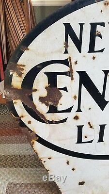 Vintage New York Central Lines Railroad Sign Two Sided Porcelain NYC Train