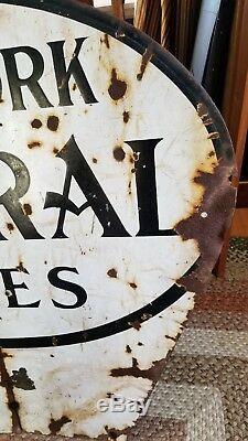 Vintage New York Central Lines Railroad Sign Two Sided Porcelain NYC Train