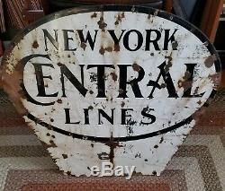 Vintage New York Central Lines Railroad Sign Two Sided Porcelain NYC Train