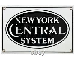 Vintage New York Central Station Porcelain Sign Train Station Gas Pump Plate Oil