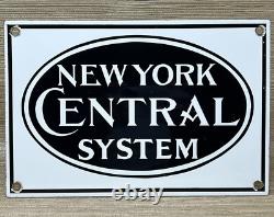 Vintage New York Central Station Porcelain Sign Train Station Gas Pump Plate Oil