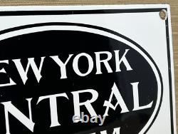 Vintage New York Central Station Porcelain Sign Train Station Gas Pump Plate Oil