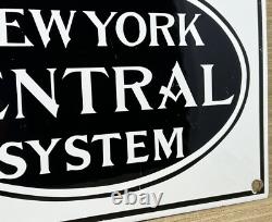 Vintage New York Central Station Porcelain Sign Train Station Gas Pump Plate Oil