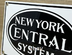 Vintage New York Central Station Porcelain Sign Train Station Gas Pump Plate Oil