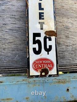 Vintage New York Central System Porcelain Pay Toilet Train Railroad Gas Oil Sign