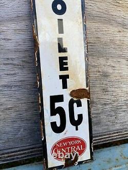 Vintage New York Central System Porcelain Pay Toilet Train Railroad Gas Oil Sign