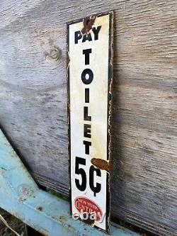 Vintage New York Central System Porcelain Pay Toilet Train Railroad Gas Oil Sign