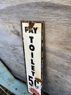 Vintage New York Central System Porcelain Pay Toilet Train Railroad Gas Oil Sign