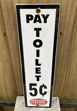 Vintage New York Central System Railroad Porcelain Metal Sign Pay Toilet Gas