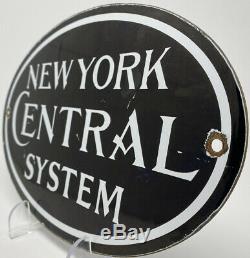 Vintage New York Central System Railroad Porcelain Sign Gas Oil Subway Railway