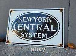 Vintage New York Central System Train Porcelain Sign Locomotive Railroad Oil Gas