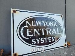 Vintage New York Central System Train Porcelain Sign Locomotive Railroad Oil Gas