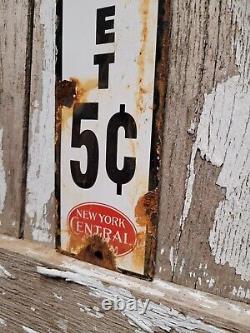 Vintage New York Central System Train Porcelain Sign Pay Toilet Railroad Oil Gas