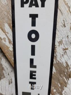 Vintage New York Central System Train Porcelain Sign Pay Toilet Railroad Station