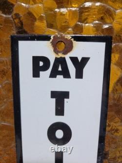 Vintage New York Central System Train Porcelain Sign Pay Toilet Railroad Station