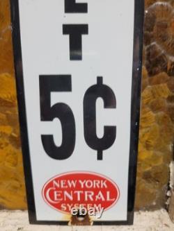 Vintage New York Central System Train Porcelain Sign Pay Toilet Railroad Station
