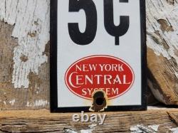 Vintage New York Central System Train Porcelain Sign Pay Toilet Railroad Station