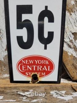 Vintage New York Central System Train Porcelain Sign Pay Toilet Railroad Station