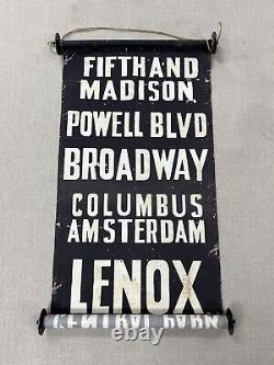 Vintage New York City Subway Sign Scroll/Broadway/Central Park/Fifth Avenue Mta