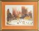Wilt, New York City Skyline Central Park Wollman Rink Watercolor Painting 1960s