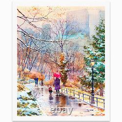 Winter in Central Park New York Print from Watercolor Original Painting Artwork
