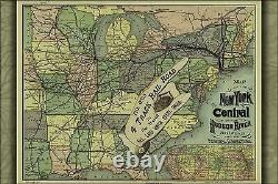 Affiche, Carte de nombreuses tailles du Central Hudson River Railroad de New York en 1876